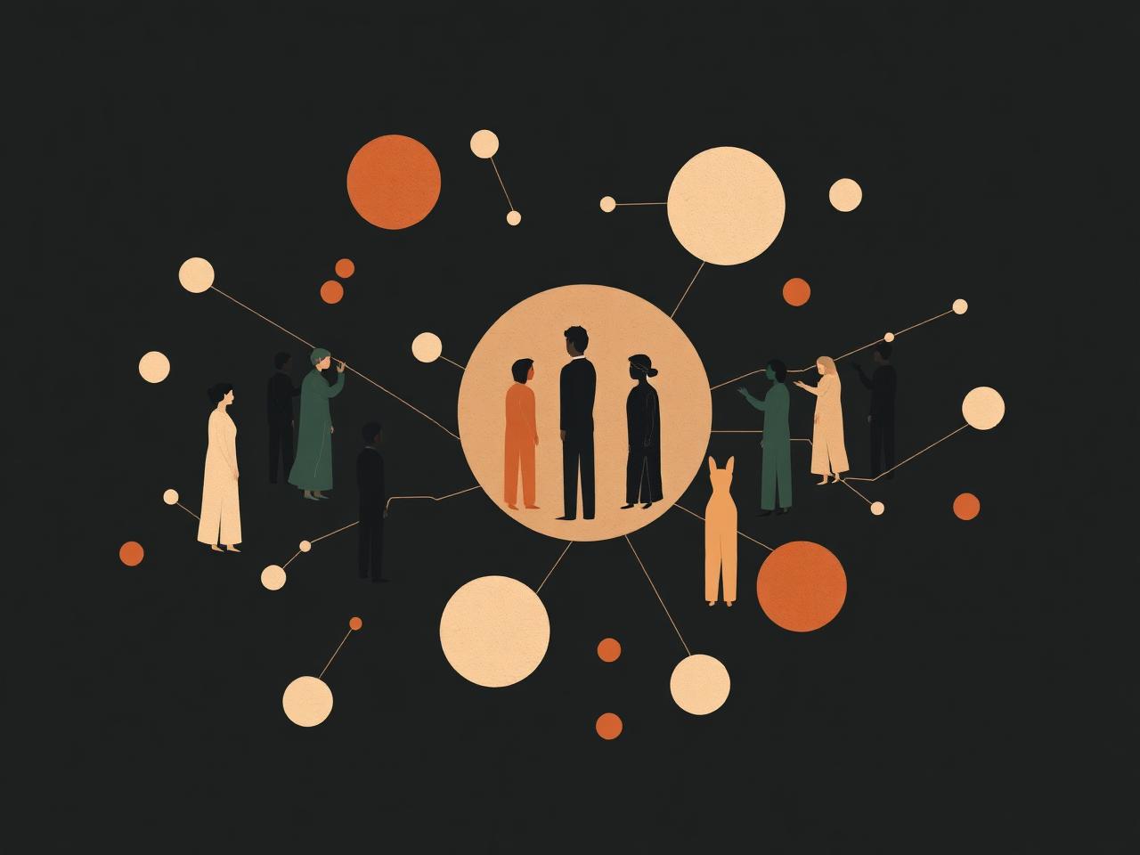 Illustration of people passing small glowing seedlings to each other
